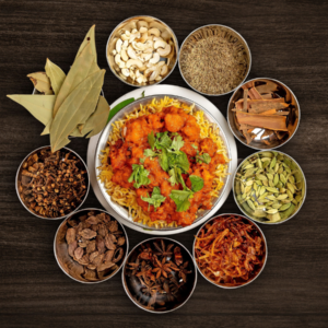 Biryani indien au riz basmati parfumé et aux épices